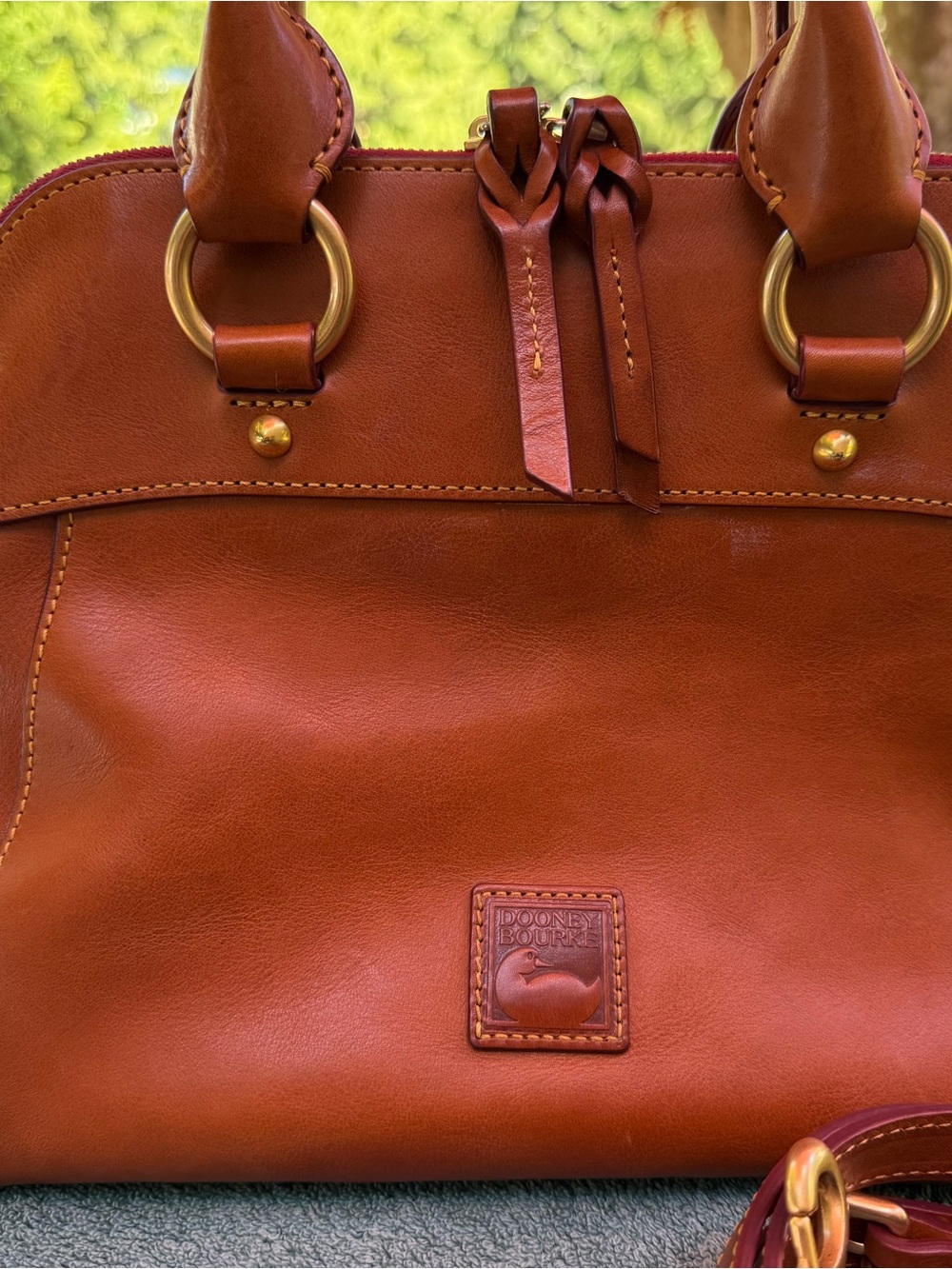 Dooney & Bourke Brown Leather Satchel with Gold Hardware - Picture 12 of 12